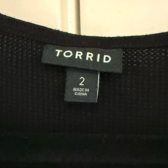 Torrid Mini Waffle Long Sleeve Skater Black Dress Size 2 - Picture 3 of 4